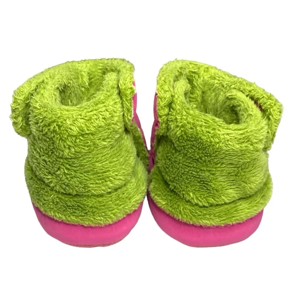 The North Face Infant NSE Fleece Booties Green Pink Size 4